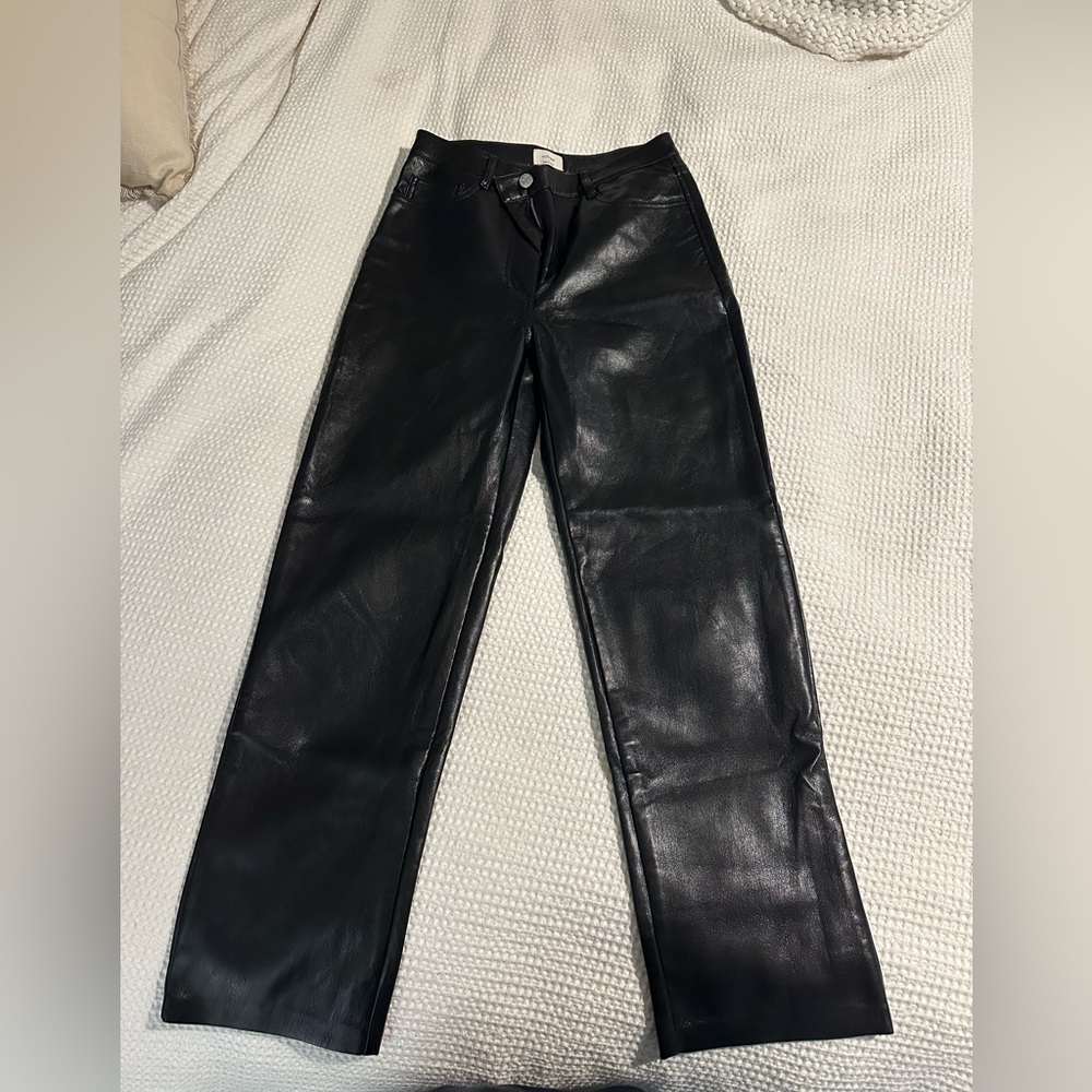 Aritzia Melina Straight Leg Leather Pants